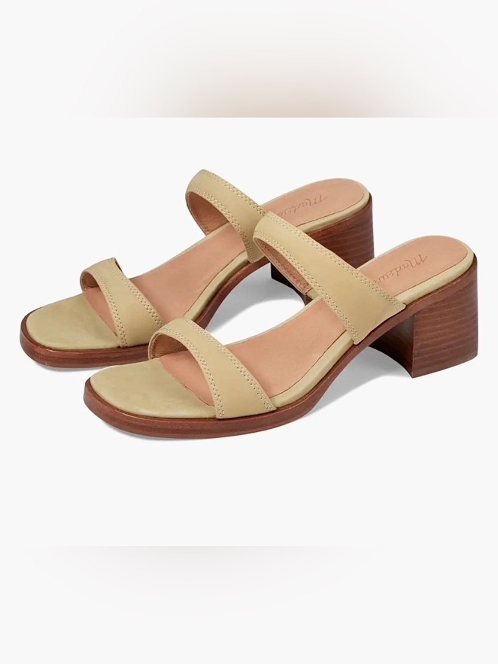 Madewell Saige Double-Strap Sandal Nubuck Leather, Pale Lichen, Women’s Size 8